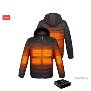 Heated Winter Jacket Lightweight Ski Coat with Power Bank Carbon Fiber Heating